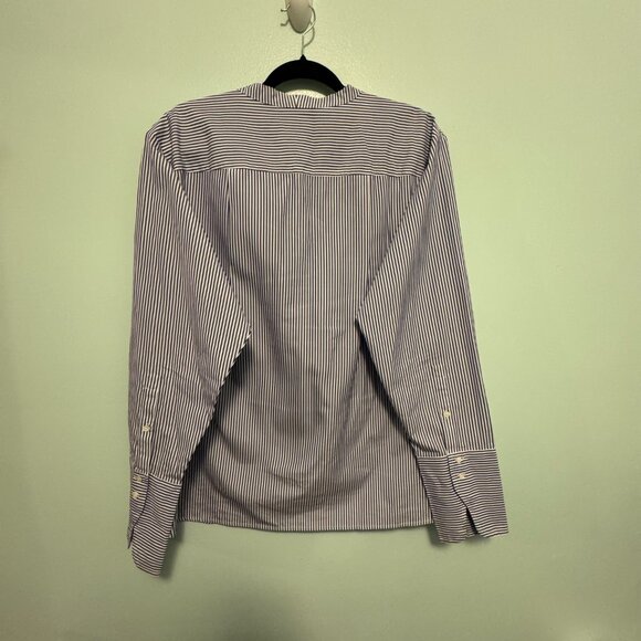 Thomas Mason® for J.Crew Ruffle-Front Top 💙 White & Blue – Size 14 – 0058 - Picture 3 of 7